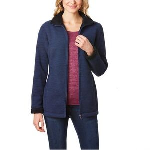 VGUC 32 Degrees Heat Sherpa Lined Fleece Jacket DP Blue Space Dye Large L